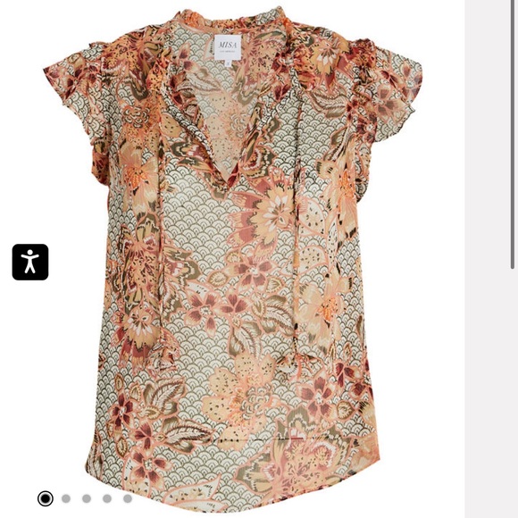 MISA Los Angeles Basia Ruffled Floral Chiffon Top Multi Colored Size Small NWT - Picture 4 of 12
